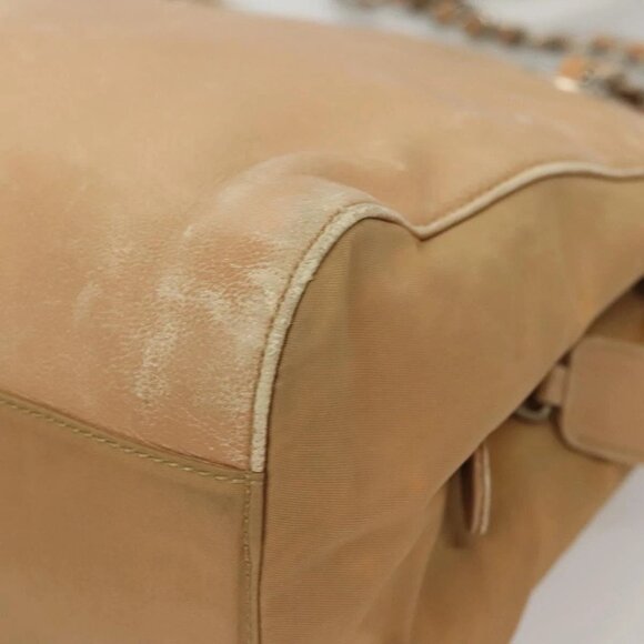 PRADA Chain Shoulder Bag Leather Beige Gold Auth 122203 - Picture 3 of 16